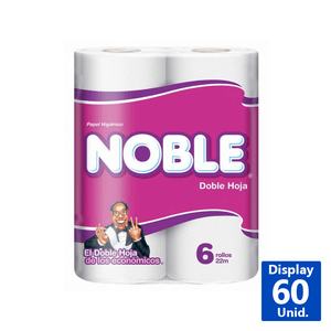 PAPEL HIGIÉNICO DOBLE HOJA NOBLE 22 M 6R