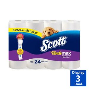 PAPEL HIGIÉNICO SCOTT RINDEMAX 22M 24R