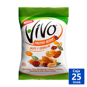 FRUTOS SECOS NUTS Y SEMILLAS VIVO 80 G