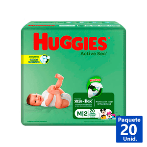 PAÑALES BEBE ACTIVE SEC TALLA M 20 UN