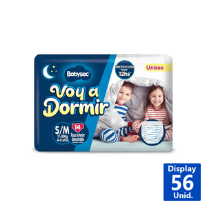 PAÑALES VOY A DORMIR S/M 14 UN.