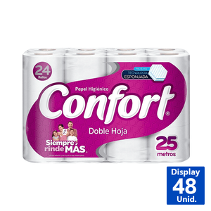 PAPEL HIGIENICO DOBLE HOJA 25MT 24 R