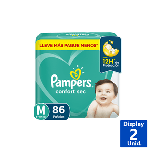 PAÑALES CONFORT SEC M 86 UN.