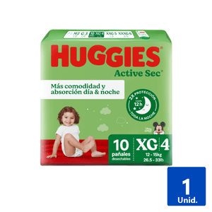 PAÑALES BEBE ACTIVE SEC TALLA XG 10 UN