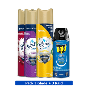 PACK 3 RAID + 3 GLADE VARIEDADES