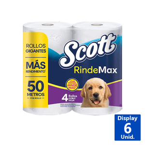 PAPEL HIGIÉNICO SCOTT RINDEMAX 50M 4R