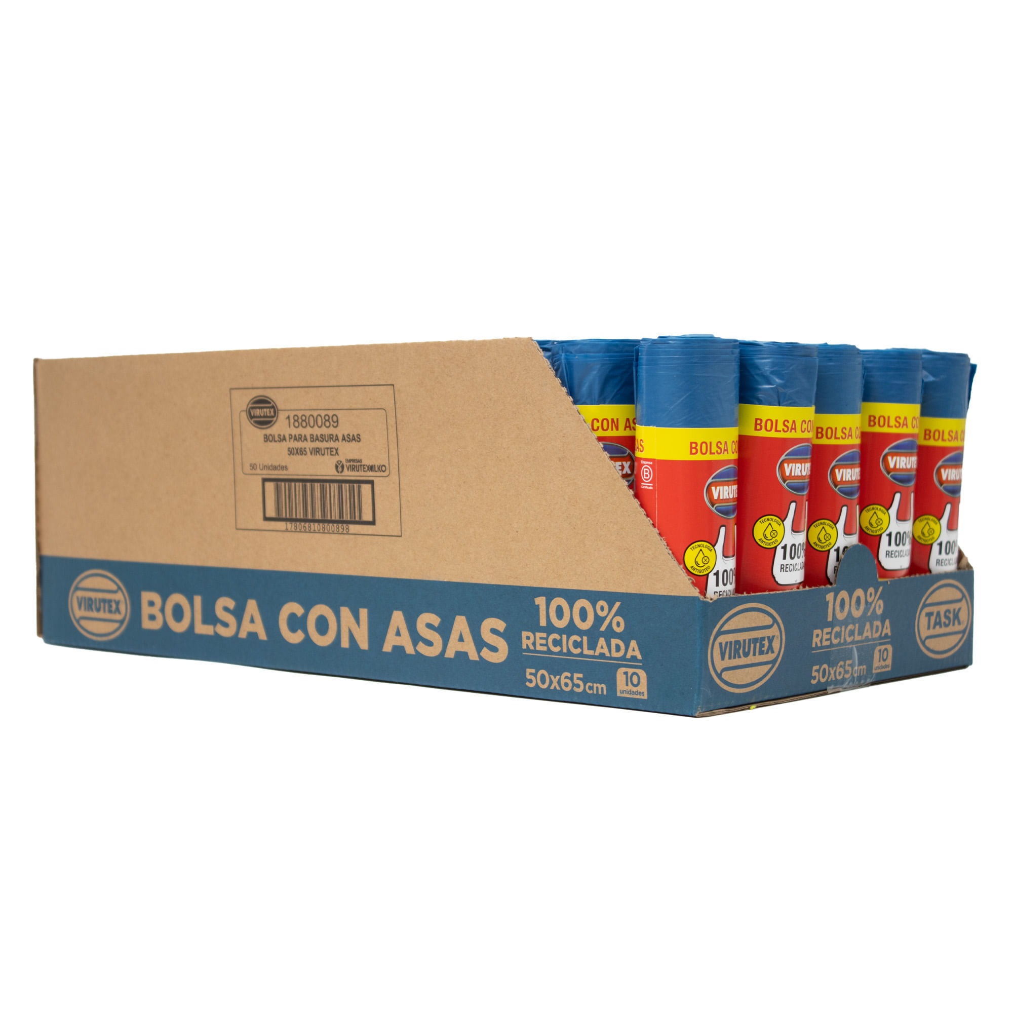 BOLSA C/ASAS 50X65CM AZUL ROLLO 10 UN - Dimak Online
